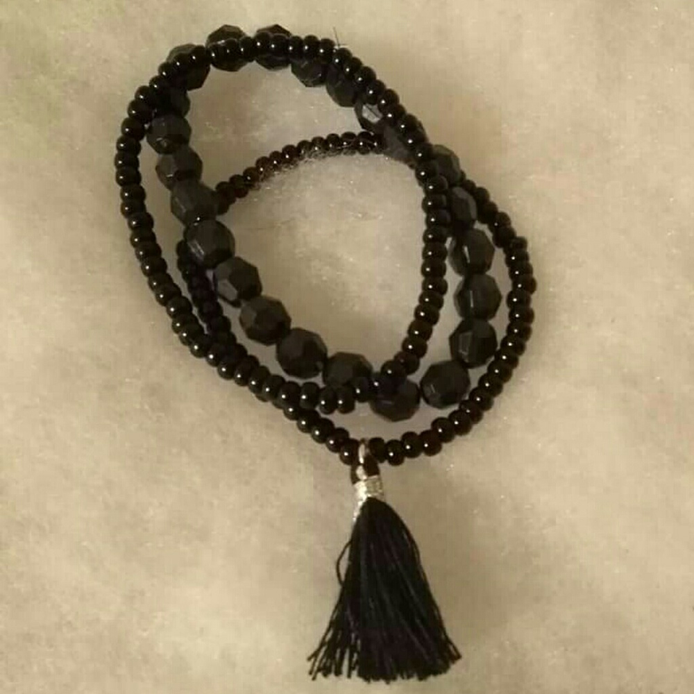 Custom set of black beaded bracelets